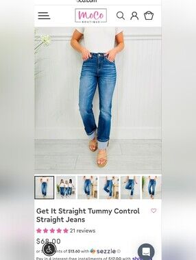 MoCo Boutique Medium Wash Cropped Straight Jeans